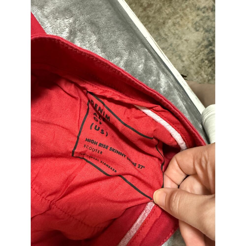 2/$30 NEW Universal Standard Red Seine High Rise Skinny Jeans 27” Scooter 40 - Picture 7 of 11